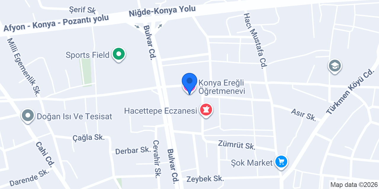 Konya Ereğli Öğretmenevi konumu