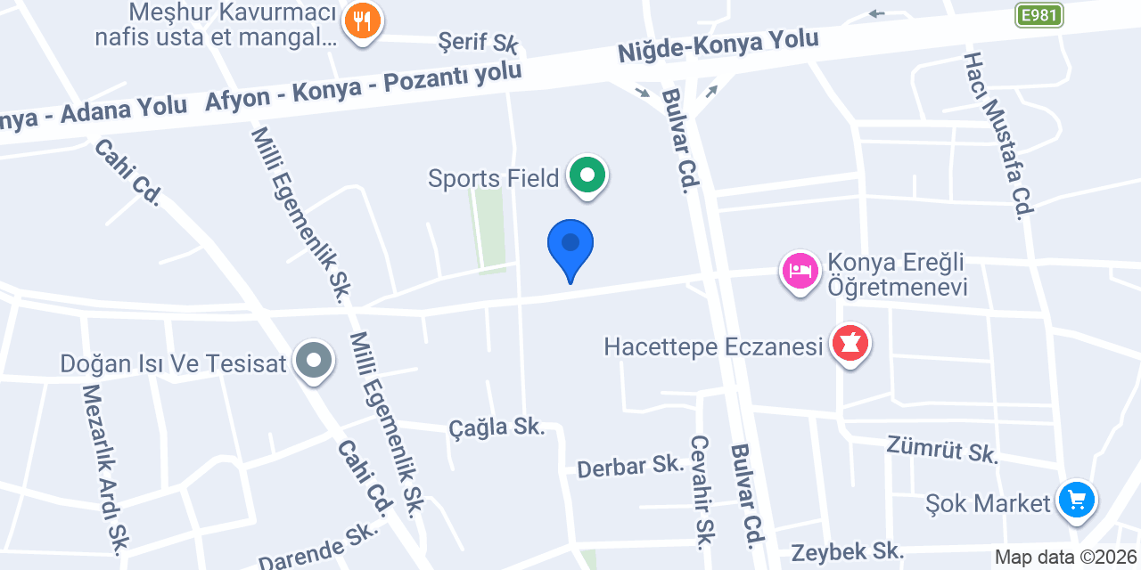 Konya Ereğli Gençlik Merkezi konumu