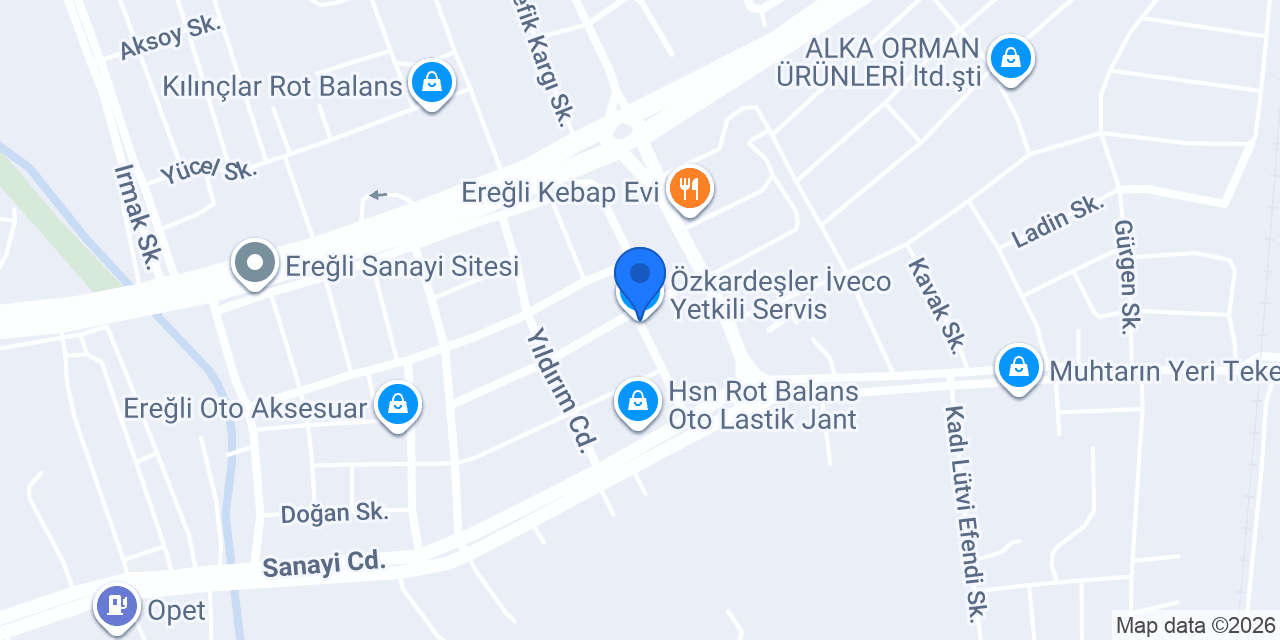 Özkardeşler İveco Yetkili Servis konumu