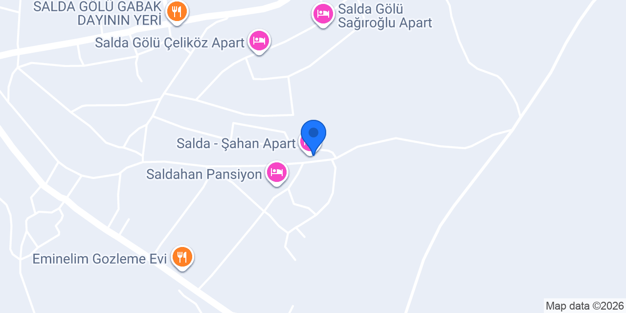 Salda Gölü Konaklama Bungalov konumu