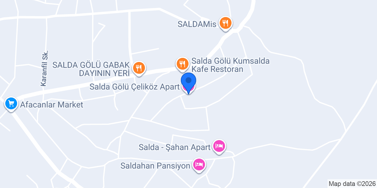 Salda Gölü Çeliköz Apart konumu