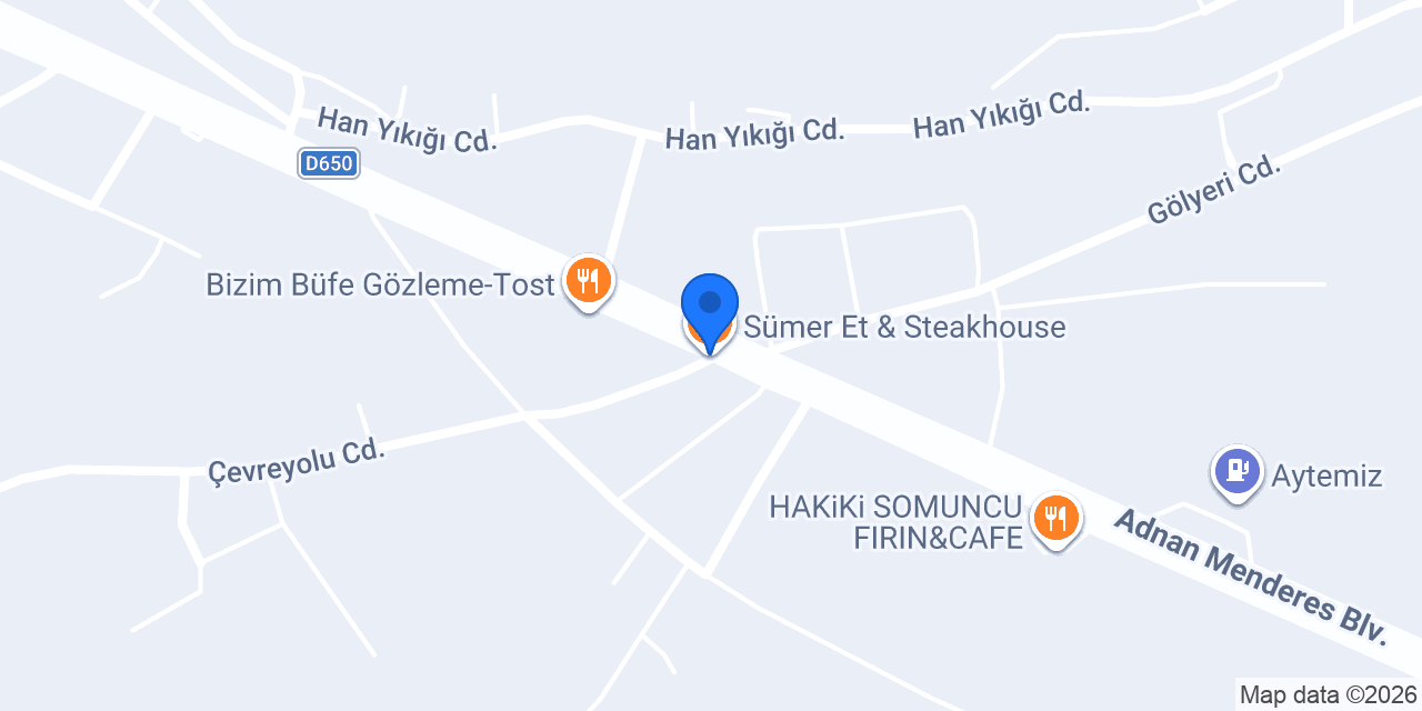 Sümer Et & Steakhouse konumu