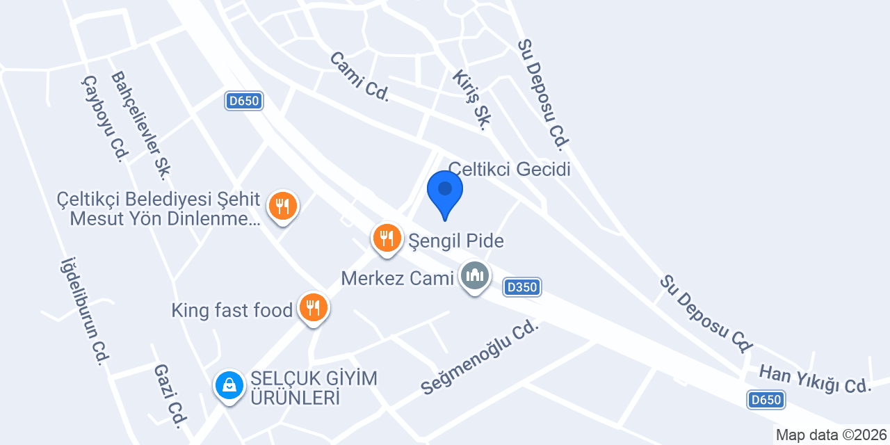Çeltikçi İlçe Nüfus Müdürlüğü konumu
