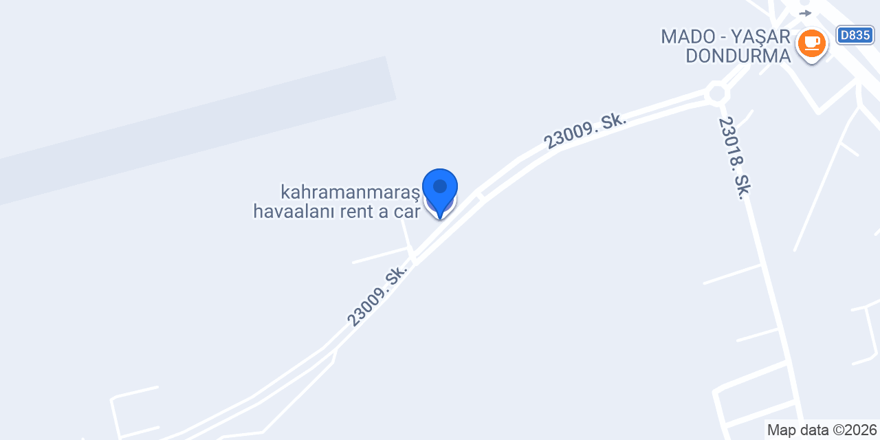 kahramanmaraş havaalanı rent a car konumu
