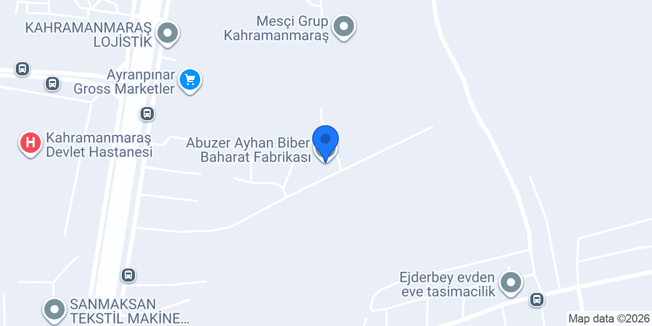 Abuzer Ayhan Biber Baharat Fabrikası konumu