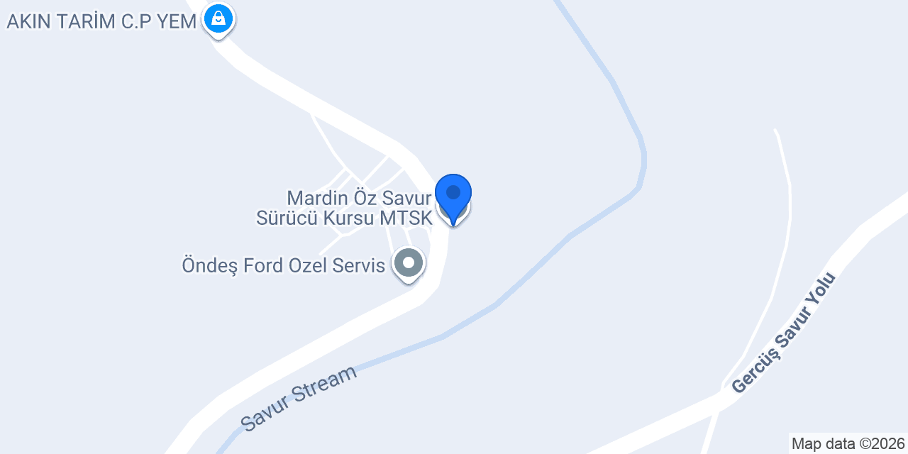 Mardin Öz Savur Sürücü Kursu MTSK konumu
