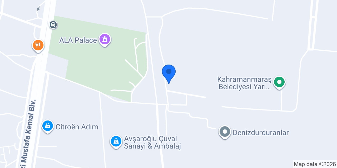 Kahramanmaraş Büyüşehir Belediyesi Park ve Bahçeler Şube Müdürlüğü konumu
