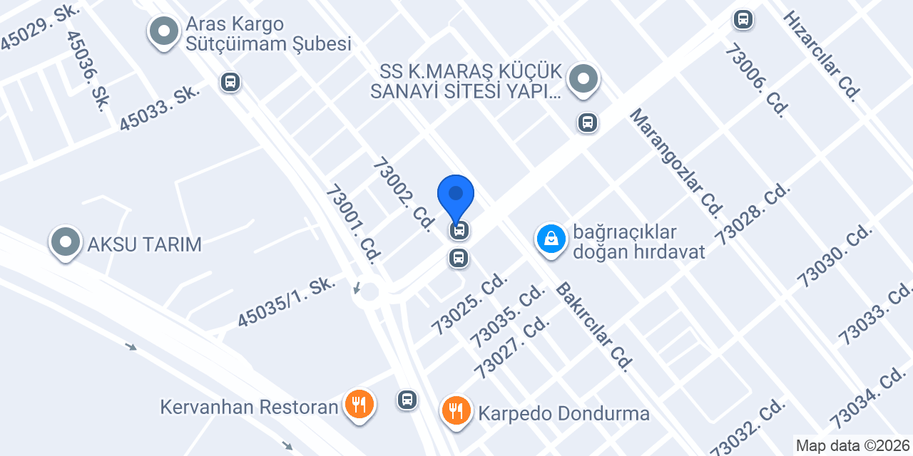 Maraş Oto Cam konumu