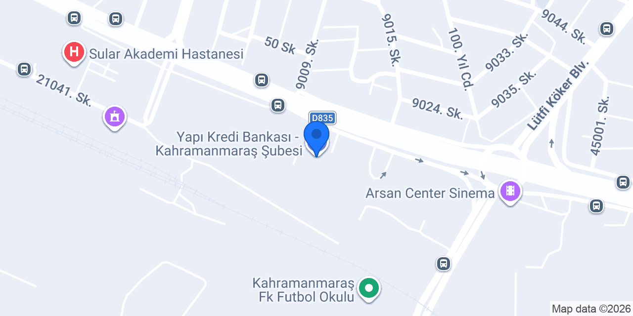 Yapı Kredi Bankası - Kahramanmaraş Şubesi konumu