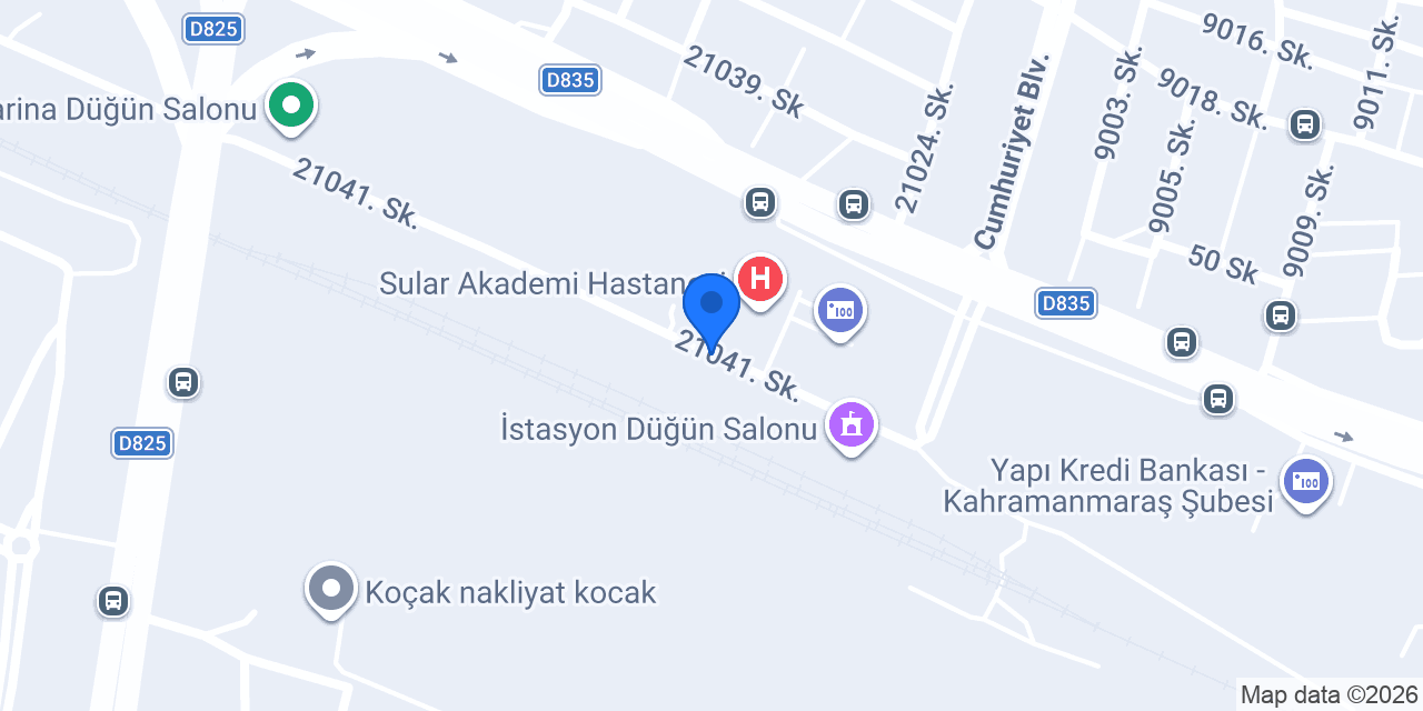 Sular Hastanesi Taksi Kahramanmaraş konumu