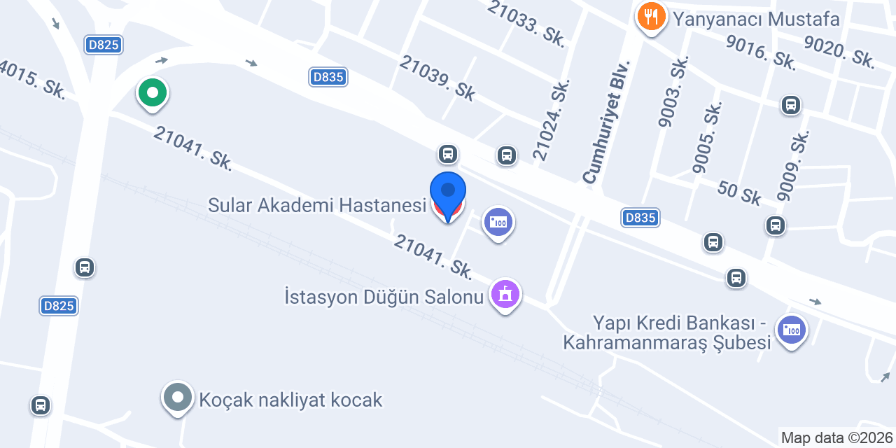 Sular Akademi Hastanesi konumu