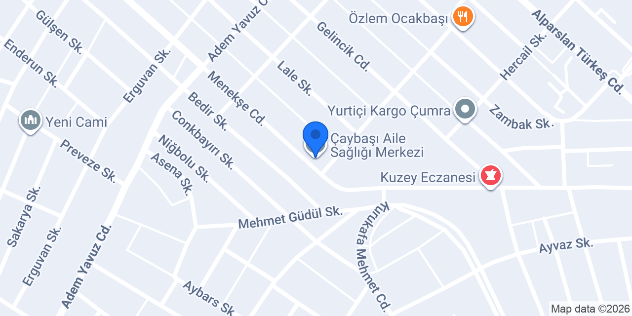 Çaybaşı Aile Sağlığı Merkezi konumu
