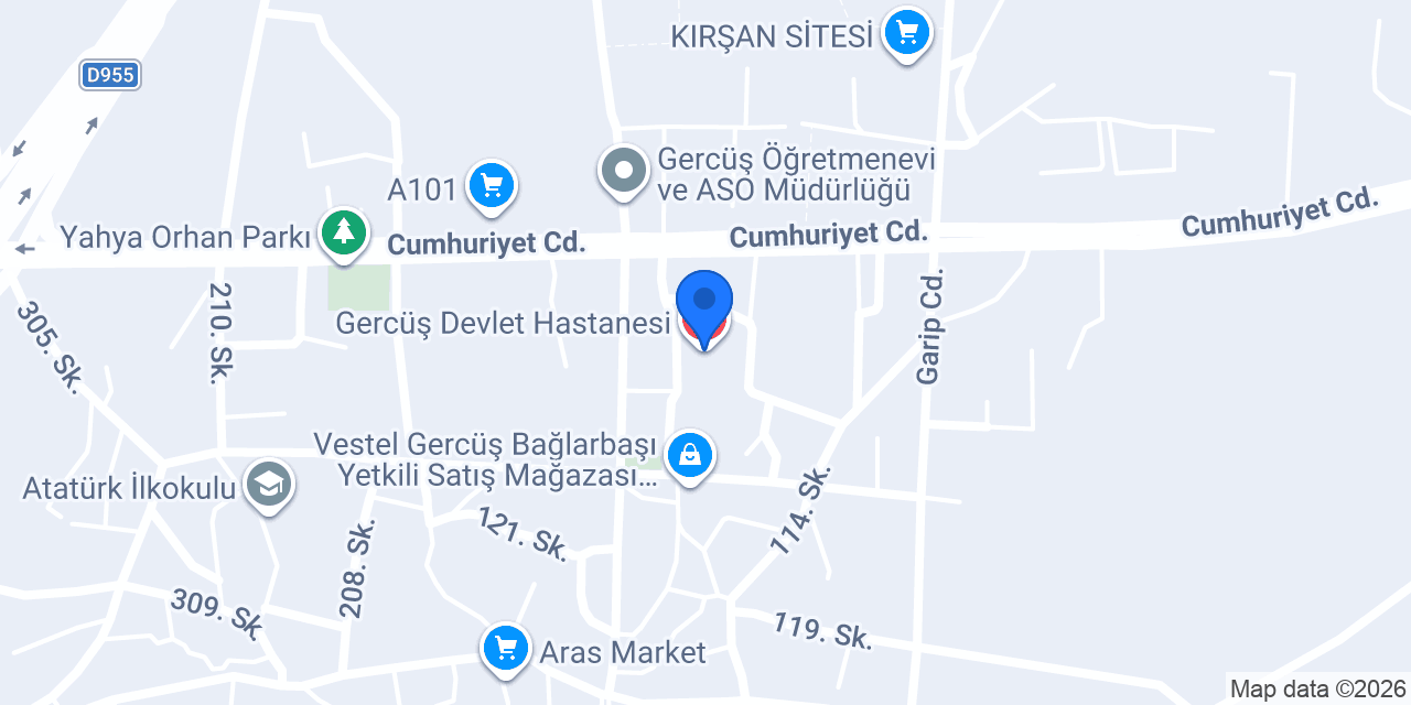 Gercüş Devlet Hastanesi konumu