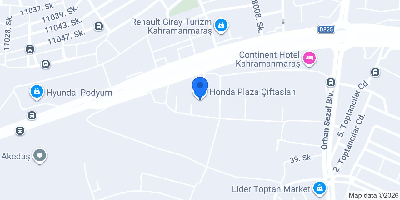 Honda Plaza Çiftaslan konumu