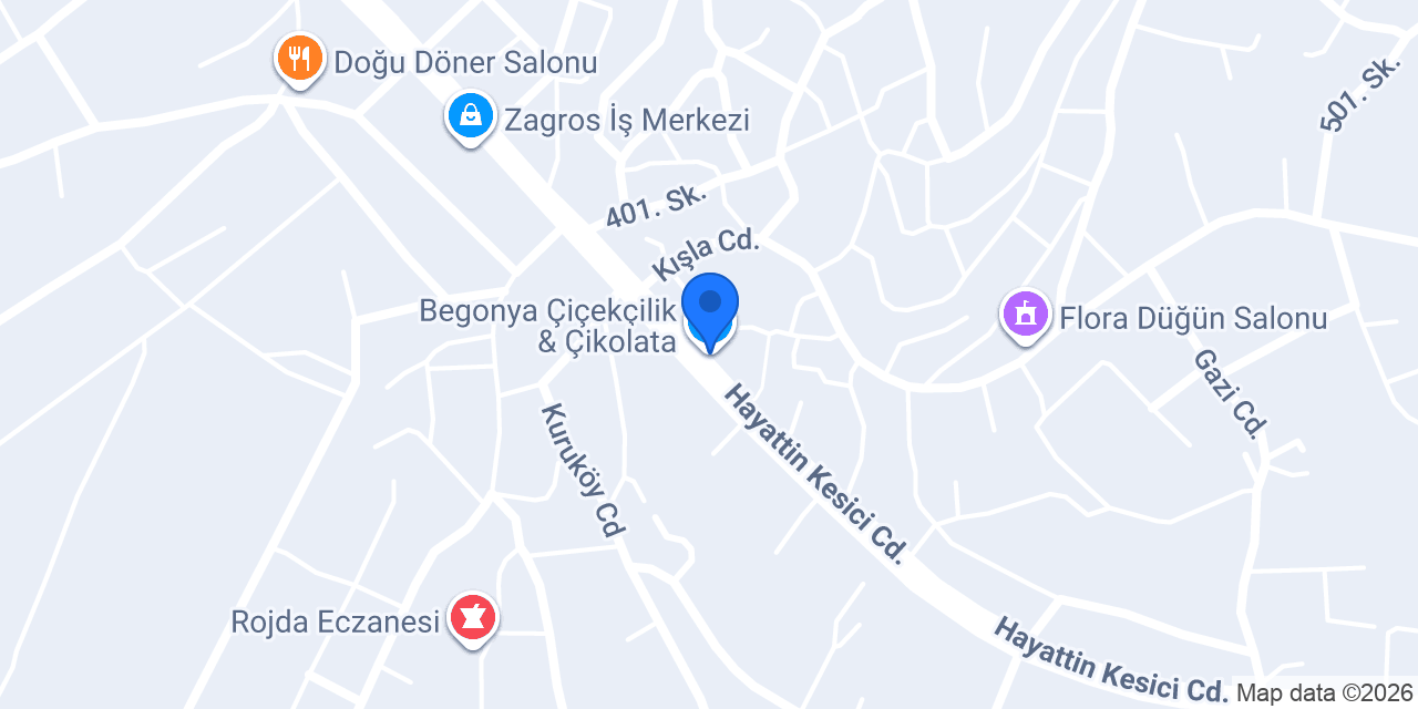 Begonya Çiçekçilik & Çikolata konumu
