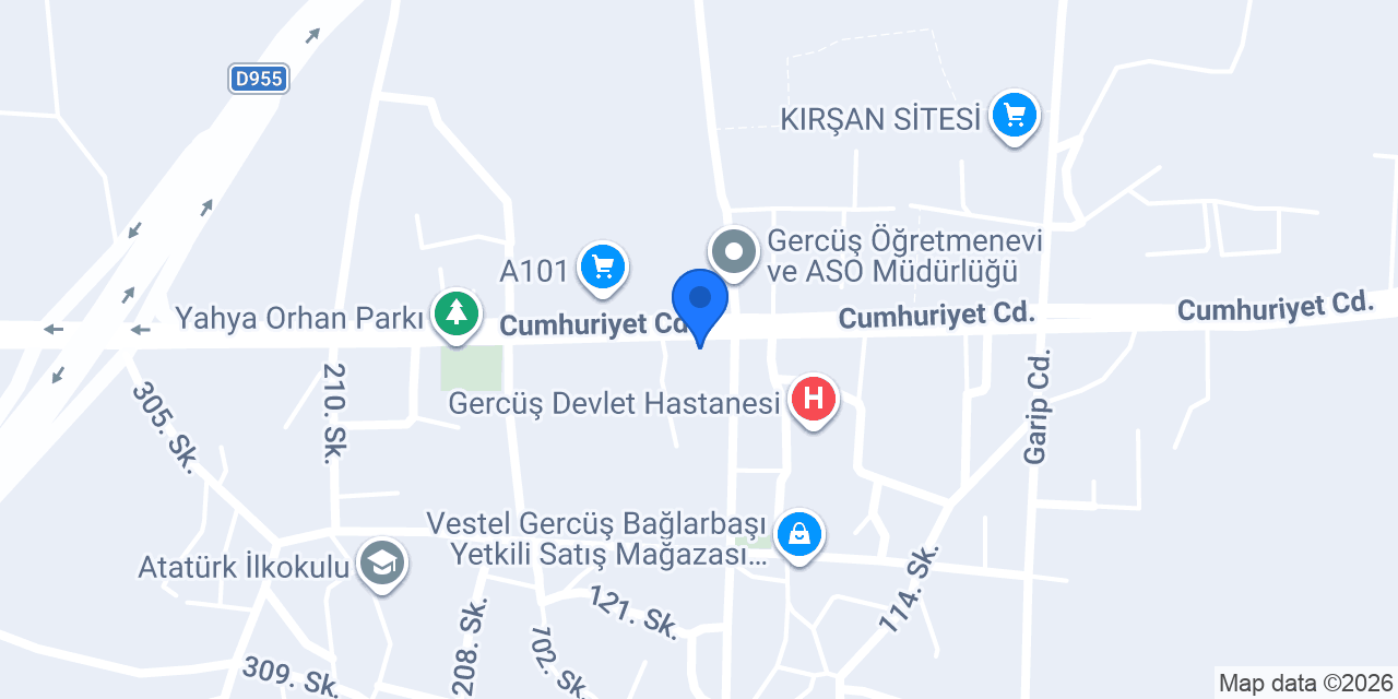 GERCÜŞ Kültür Kitap Kırtasiye konumu