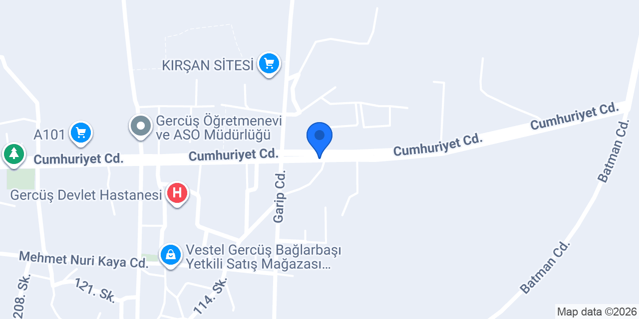 BATMAN İL SAĞLIK MÜDÜRLÜĞÜ GERCÜŞ KAYAPINAR AİLE SAĞLIĞI MERKEZİ konumu