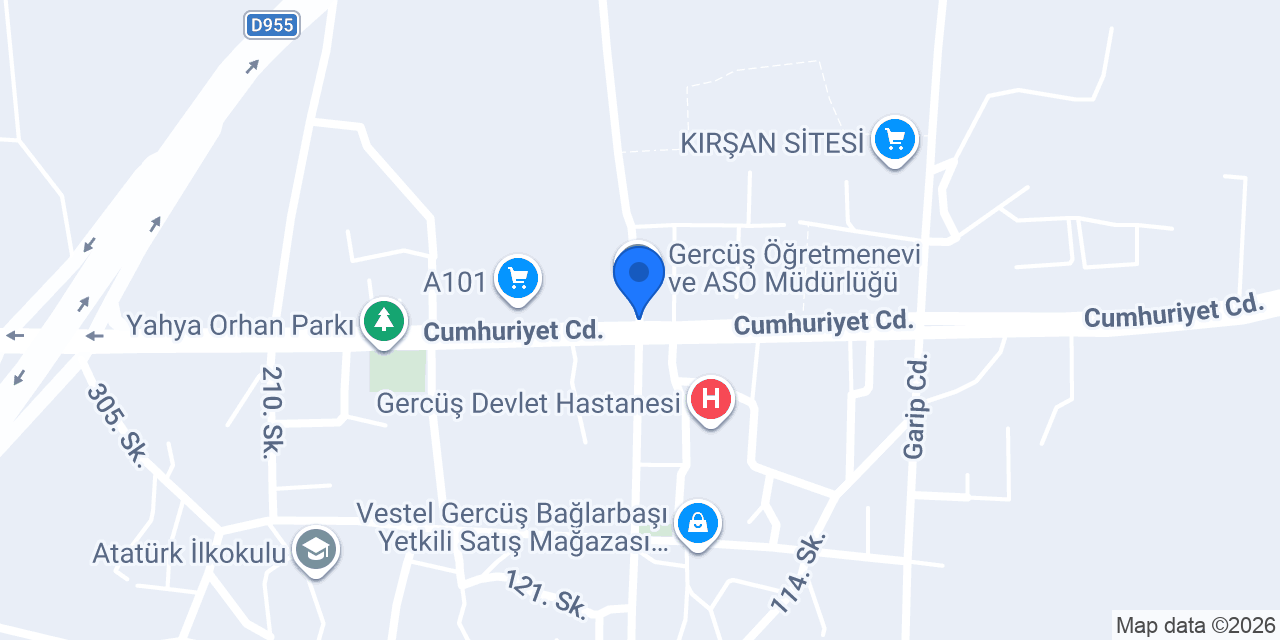 Gercüş İlçe Nüfus Müdürlüğü konumu