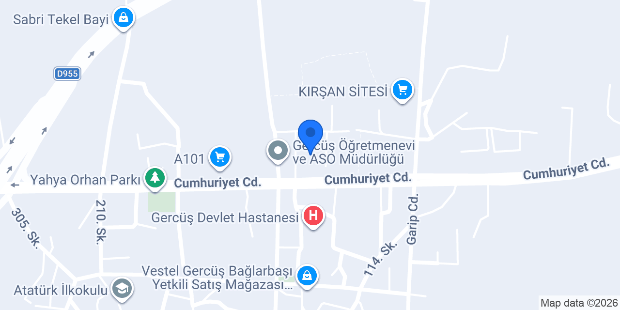 Gerçüş Kaymakamlığı konumu