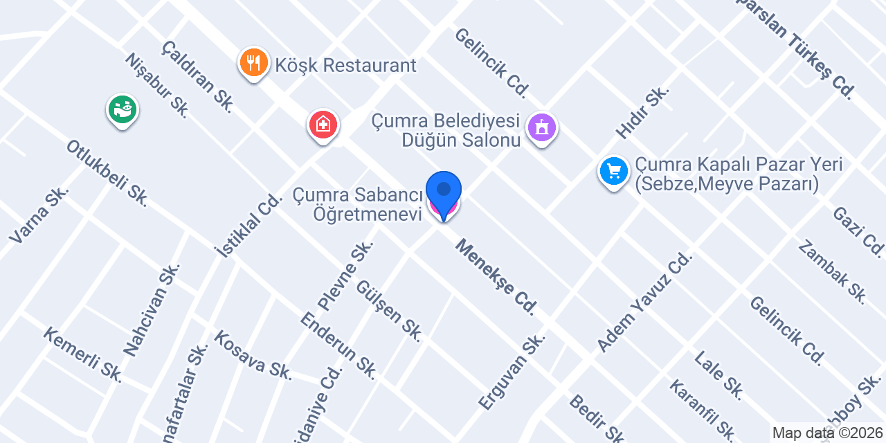 Çumra Sabancı Öğretmenevi konumu
