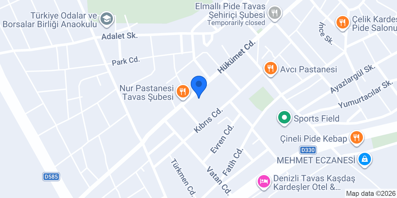 Halkbank Tavas Şubesi konumu