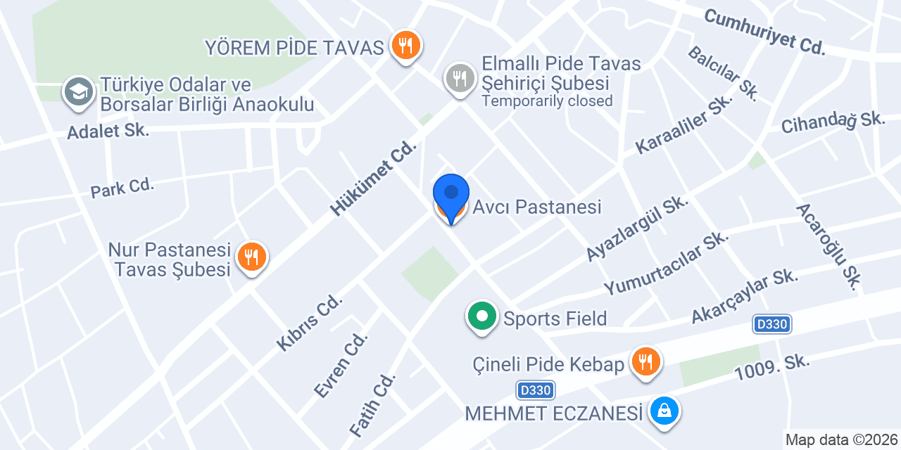 Avcı Pastanesi konumu