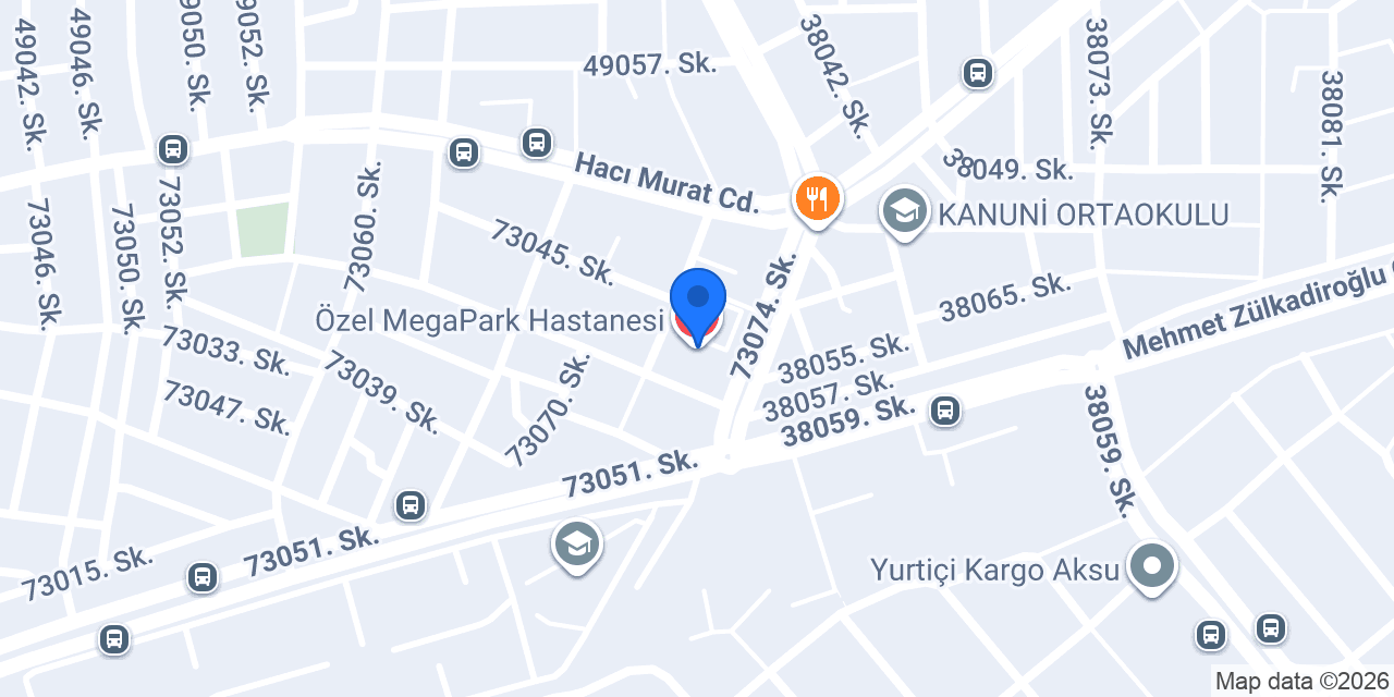 Özel MegaPark Hastanesi konumu