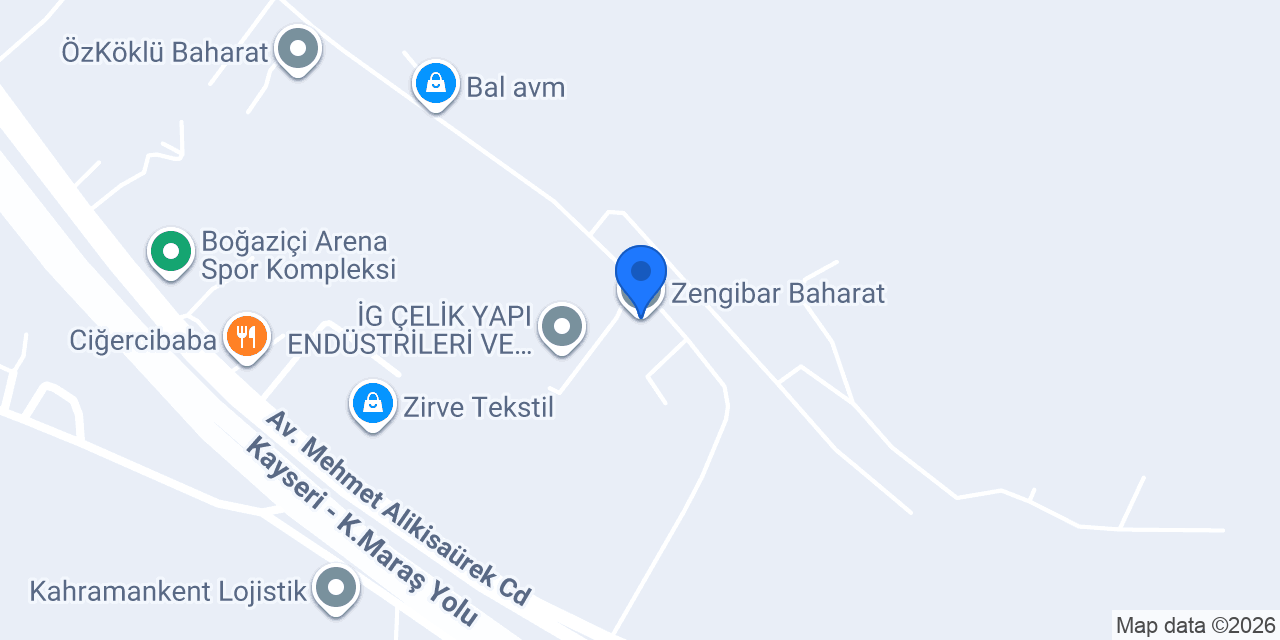 Zengibar Baharat konumu