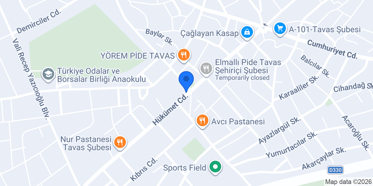 Tavas İlçe Sağlık Müdürlüğü konumu