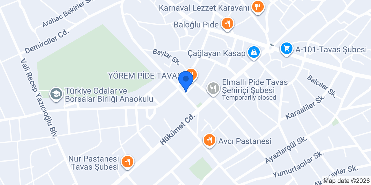 TAVAS İŞLER KİTABEVİ konumu