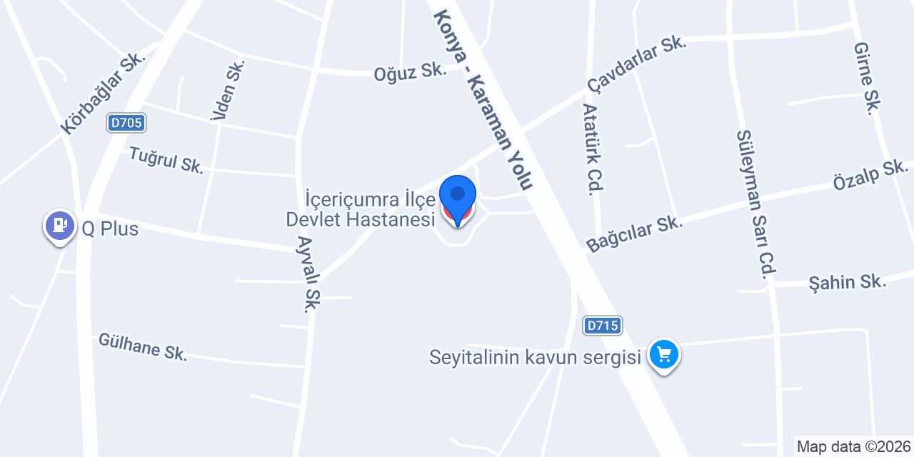 İçeriçumra İlçe Devlet Hastanesi konumu