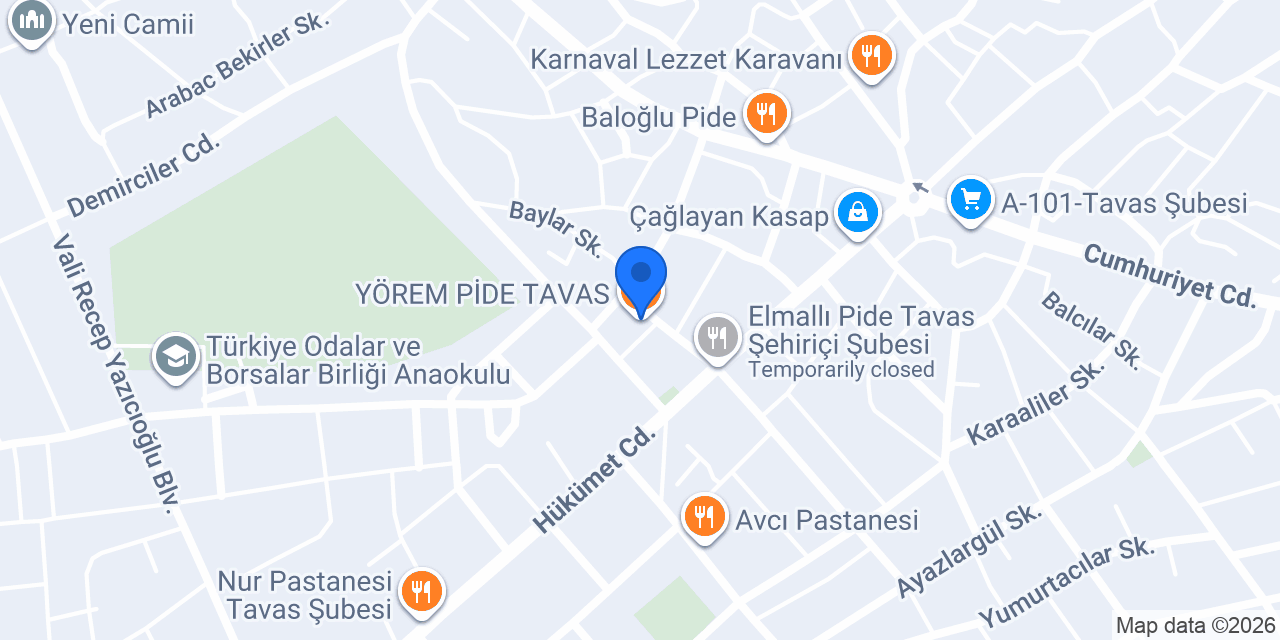 YÖREM PİDE TAVAS konumu