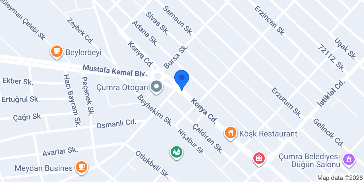 Çumra Otogar Taksi konumu