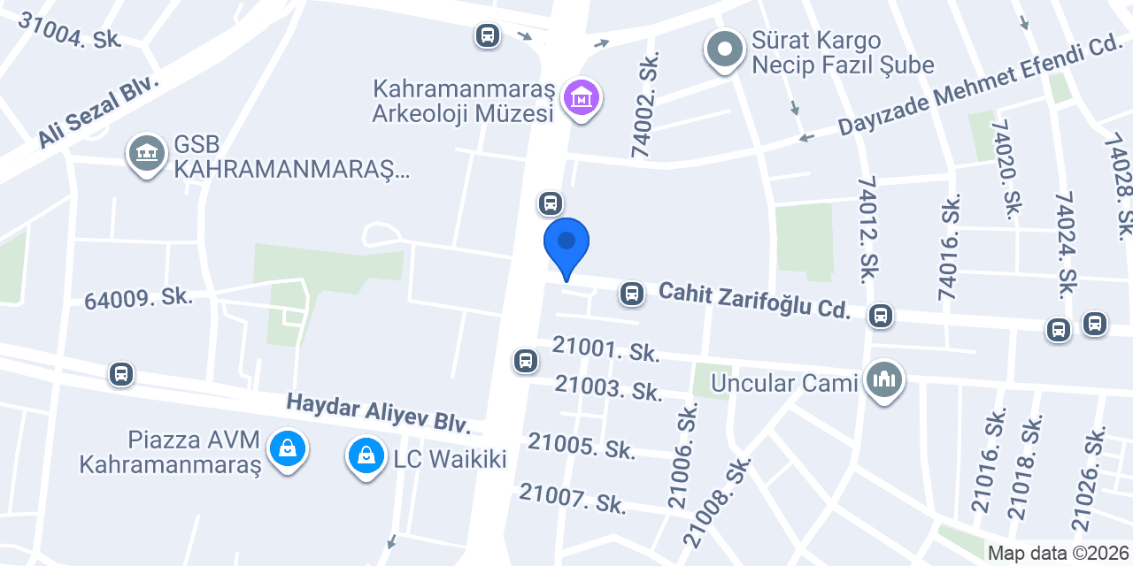 Pilot Garage Kahramanmaraş Oto Ekspertiz konumu