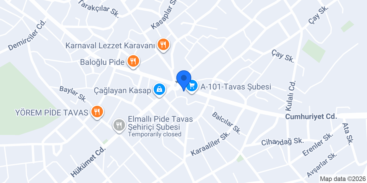 Tavas et kasap konumu