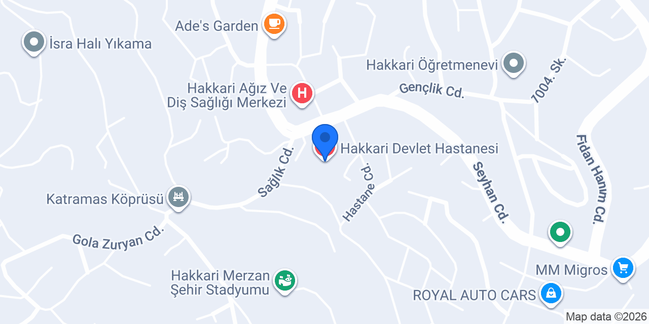 Hakkari Devlet Hastanesi konumu