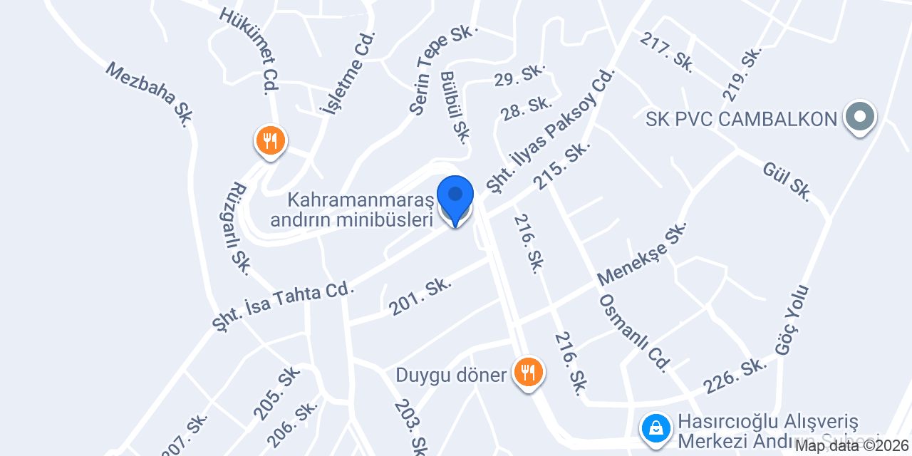 Kahramanmaraş andırın minibüsleri konumu