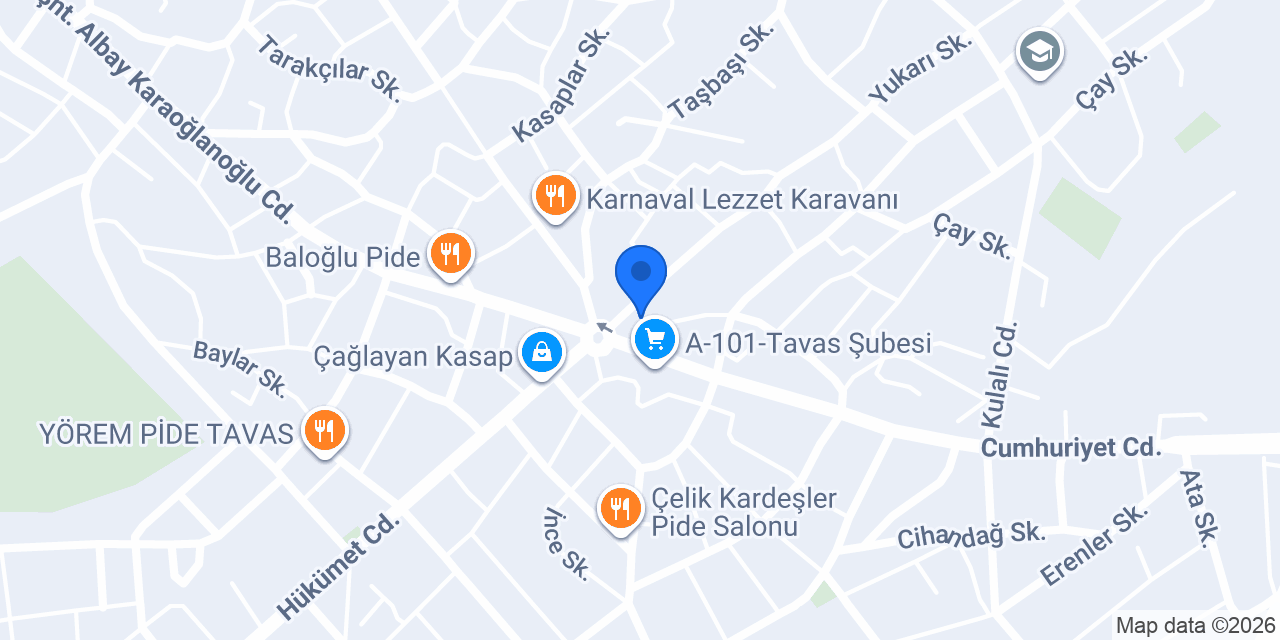Ziraat Bankası Tavas Şubesi konumu