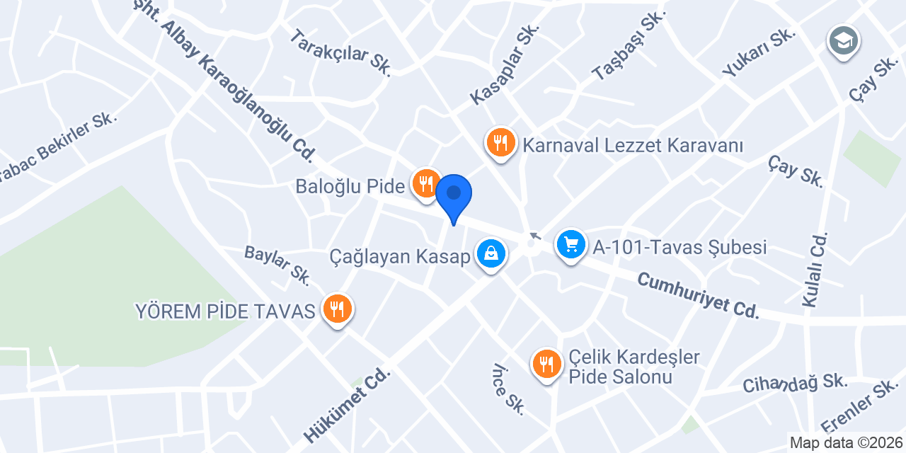 Sürat Kargo Tavas Şube konumu