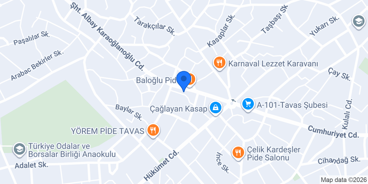 Aras Kargo Tavas Şubesi konumu