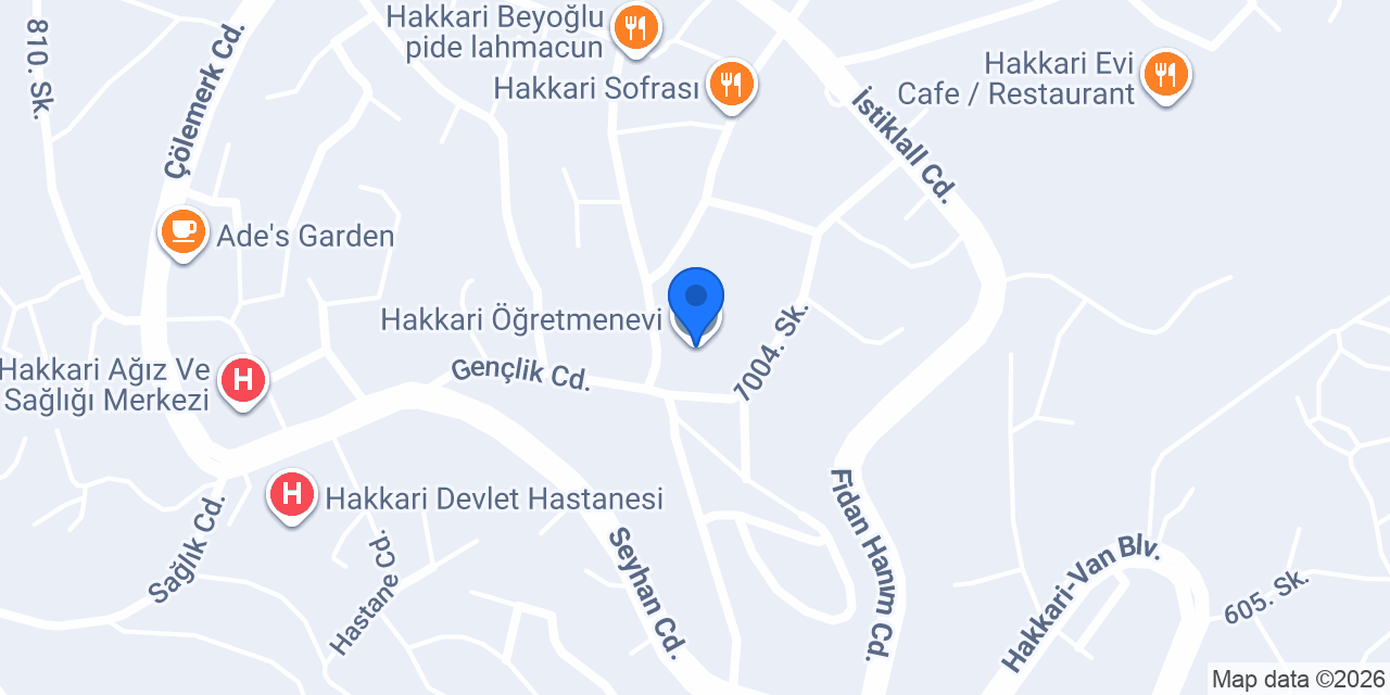 Hakkari Öğretmenevi konumu