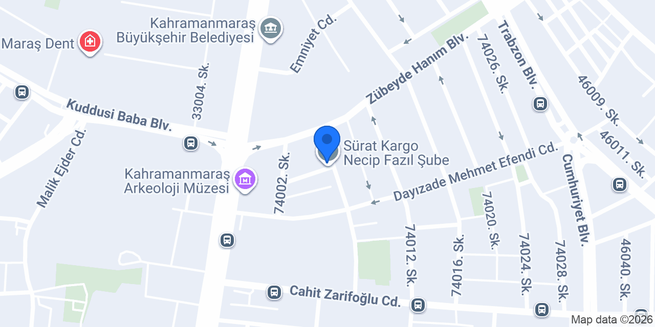 Sürat Kargo Necip Fazıl Şube konumu