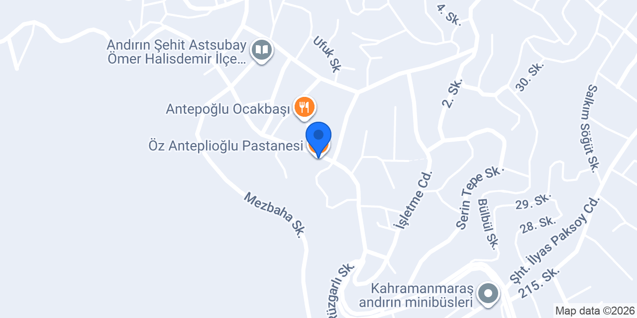 Öz Anteplioğlu Pastanesi konumu