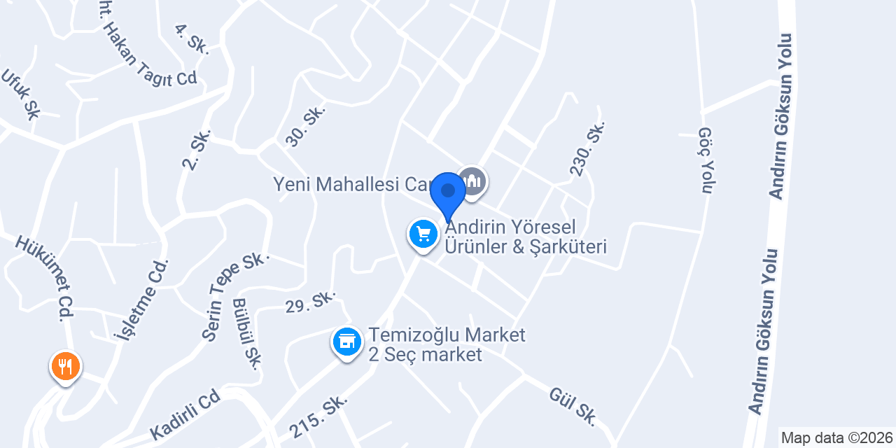 Andırın Park Oyun Evi konumu
