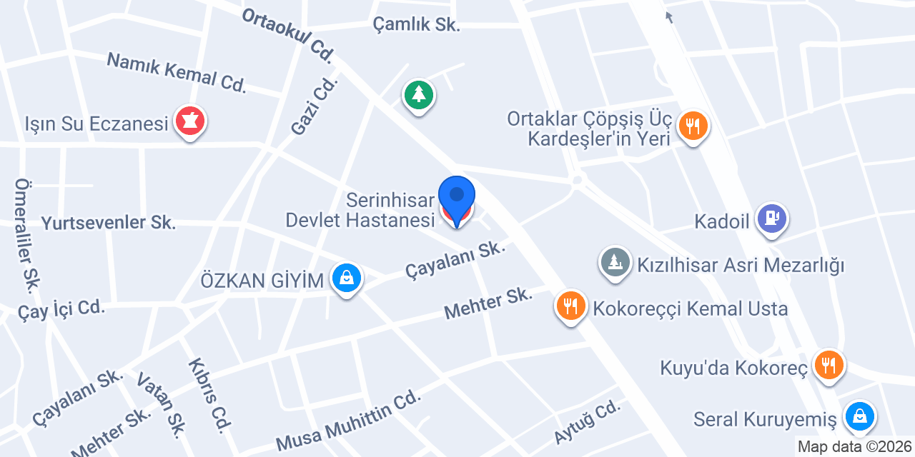 Serinhisar Devlet Hastanesi konumu