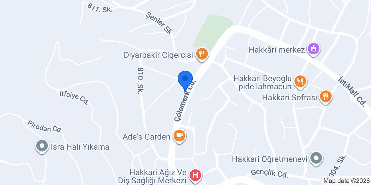 Akaroğlu Baklava Hakkari Şubesi konumu