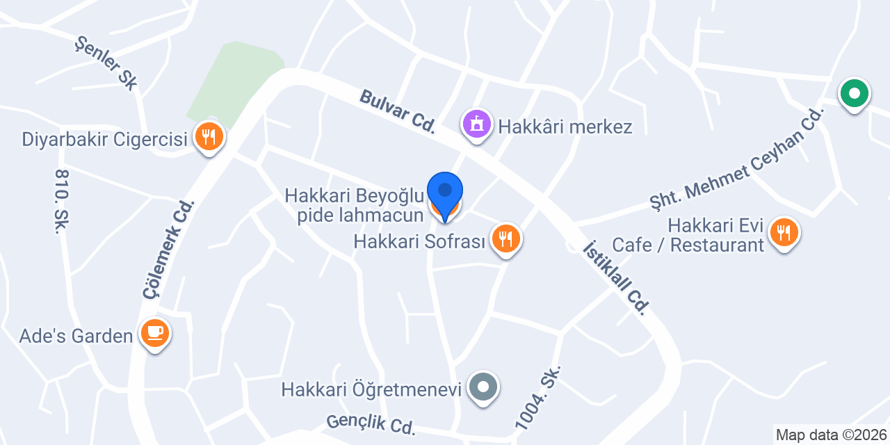 Hakkari Beyoğlu pide lahmacun konumu