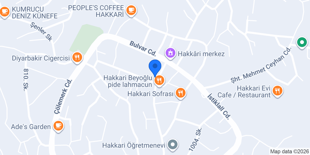 Türkiye İş Bankası Hakkari Şubesi konumu