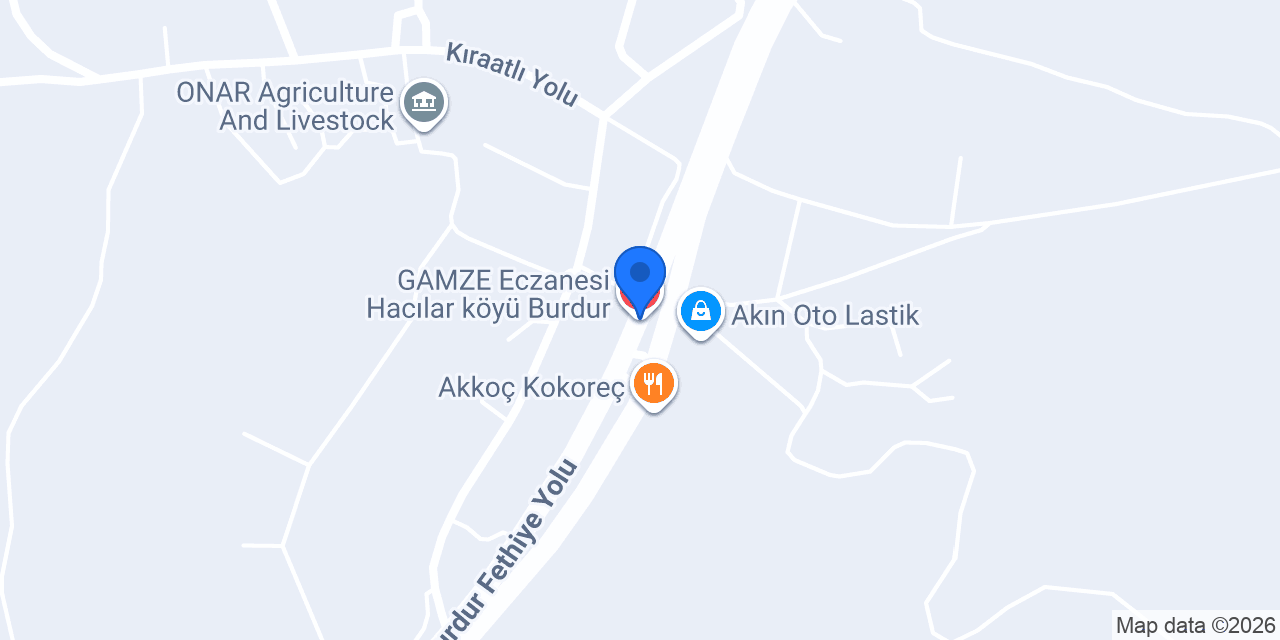GAMZE Eczanesi Hacılar köyü Burdur konumu