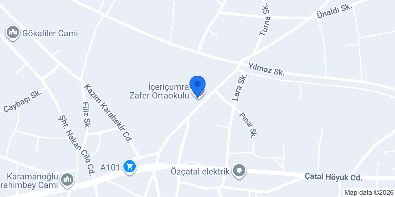 İçeriçumra Zafer Ortaokulu konumu